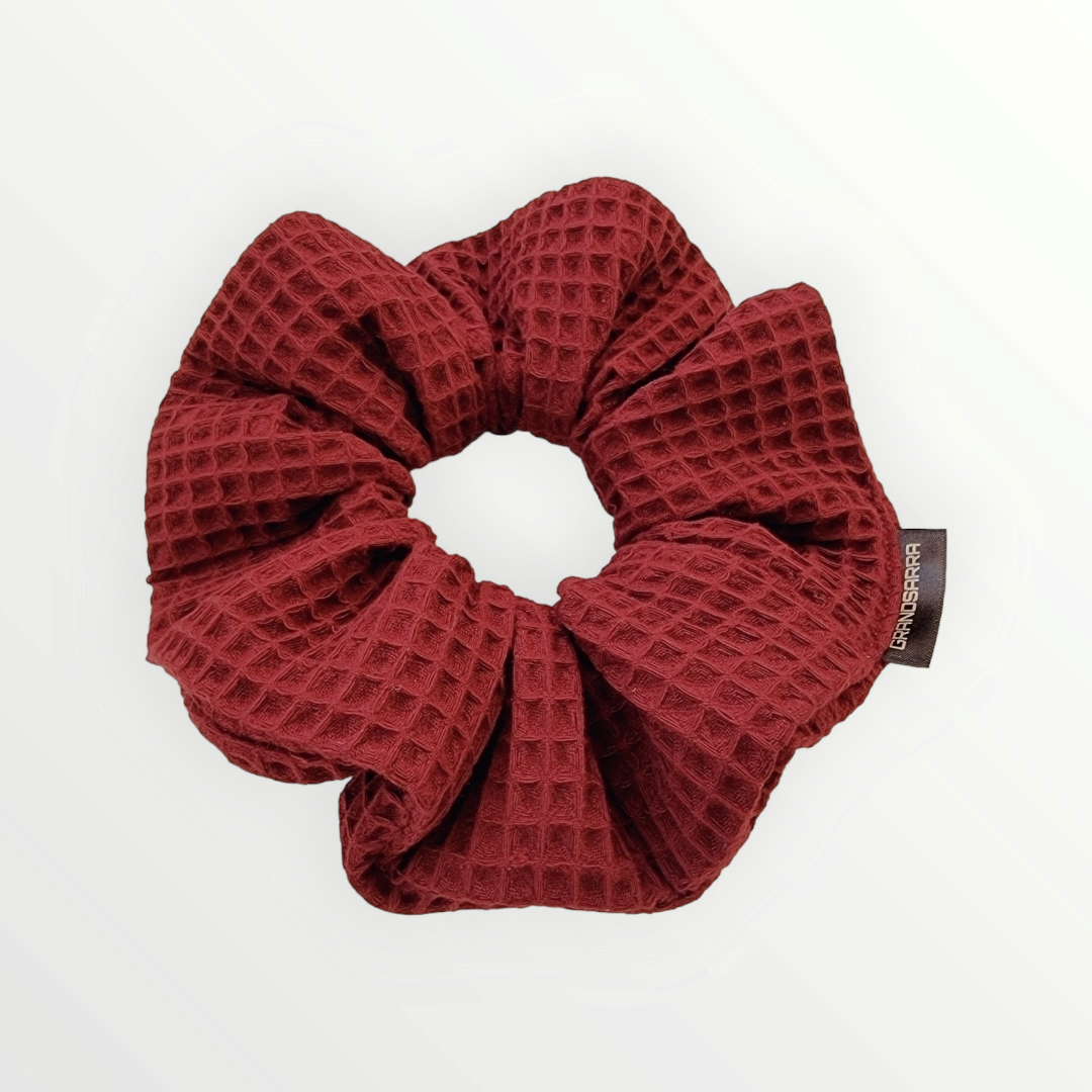 BORDEAUX RED WAFFLE GRAND SCRUNCHIE