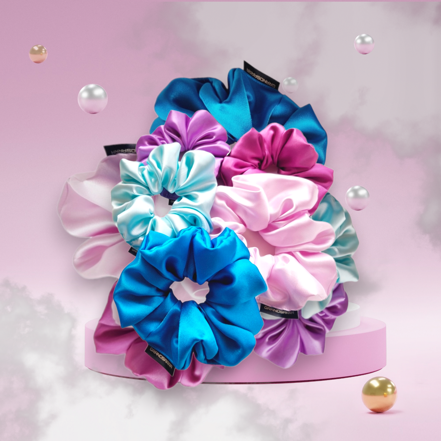 MARINE BLUE SOFT SATIN GRAND SCRUNCHIE