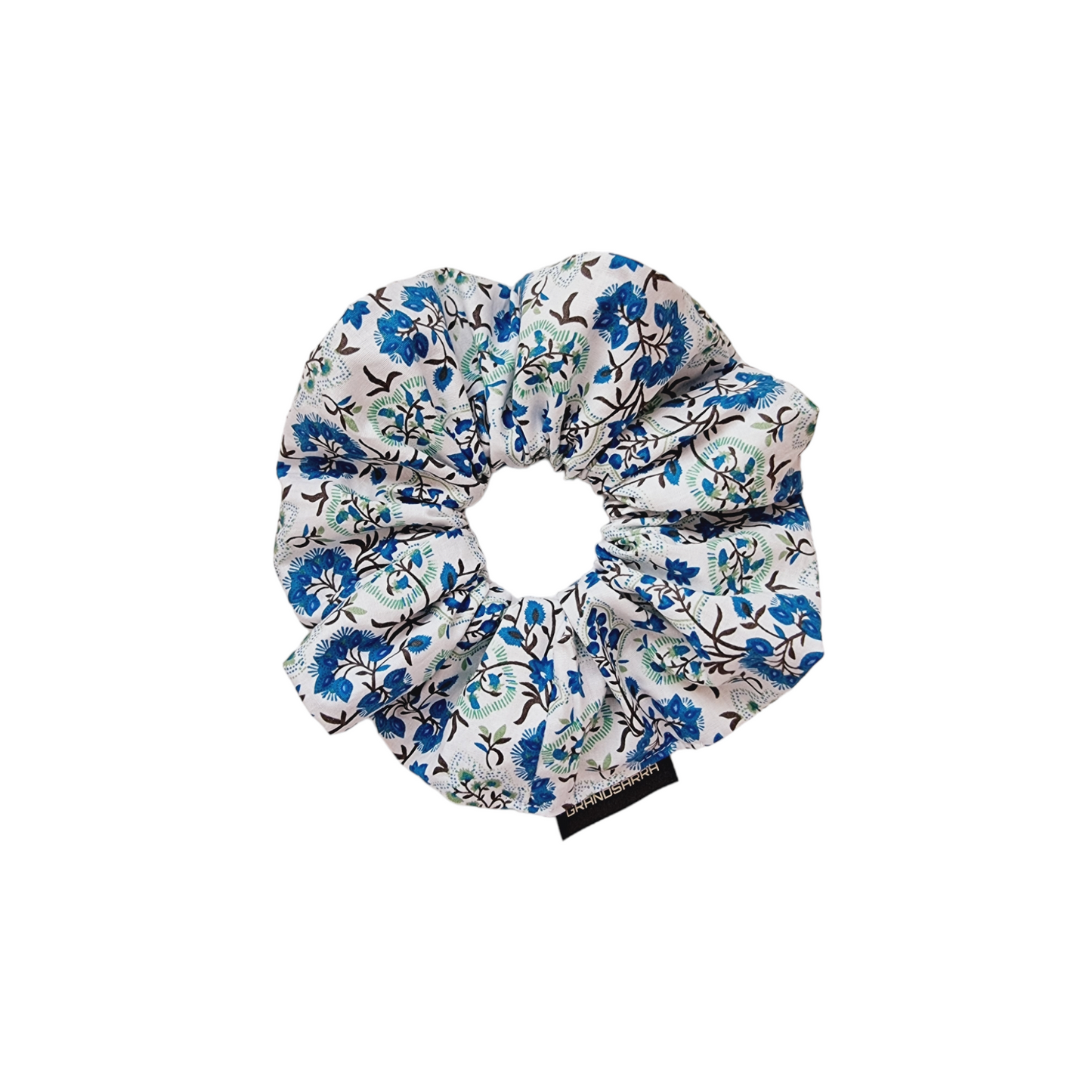 PERIWINKLE FLORAL FESTIVE GARDEN GRAND SCRUNCHIE